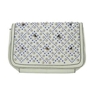 Betsey Johnson White Leather Silver Studded Clutch Bag